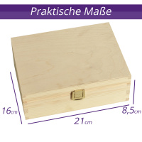 Teebox Personalisierbar 21x16x9cm Natur Aufbewahrungsbox Holztruhe