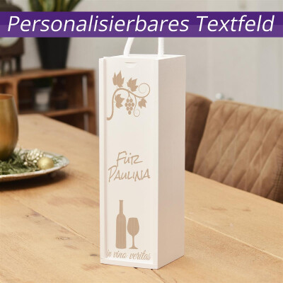 Weinbox Personalisierbar Muster 33x9x9cm Wei&szlig; Weinkiste Geschenkbox