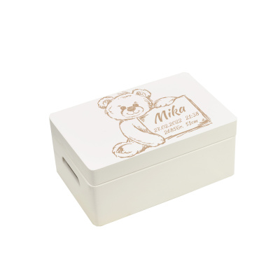 Holzbox Personalisiert zur Geburt 30x20cm Aufbewahrungsbox Wei&szlig;