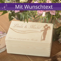 Holzbox Personalisiert zur Hochzeit 30x20x14 Aufbewahrungsbox Wei&szlig;