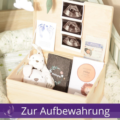 Aufbewahrungsbox Sternzeichen Widder mit Name 40x30x23cm Wei&szlig; Holzbox