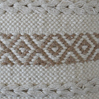 Kissen aus Baumwolle Muster Fransen Beige 45x45cm Couchkissen Boho