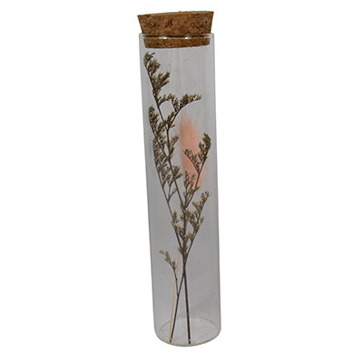 Trockenblumen im Korkenglas Rosa 3.5x3.5x16cm Fr&uuml;hling Tischdeko