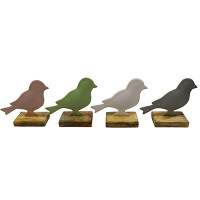 Aufsteller Vogel Metall Holz Pastel Gr&uuml;n 5x11x13cm Osterdeko Fr&uuml;hling