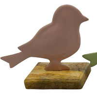 Aufsteller Vogel Metall Holz Pastel Rosa 5x13x15cm Osterdeko Fr&uuml;hling