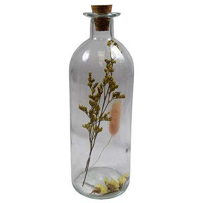 Korkenflasche aus Glas mit Trockenblumen Fr&uuml;hling