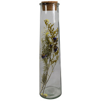 Korkenflasche aus Glas mit Trockenblumen Fr&uuml;hling