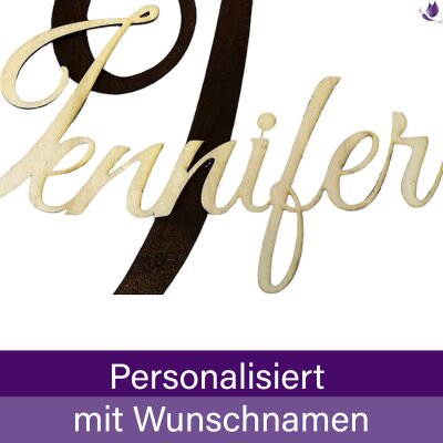 CHICCIE Schriftzug personalisierbares Namensschild aus Holz - Kleber&uuml;ckseite