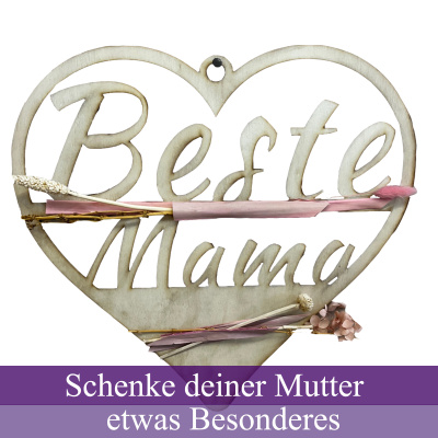 Holzschild Beste Mutter 40cm Holz Trockenblumen rosa Muttertagsgeschenk