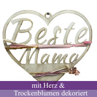 Holzschild Beste Mutter 40cm Holz Trockenblumen rosa Muttertagsgeschenk