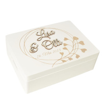 Holzbox Personalisiert zur Hochzeit Wei&szlig; 3D Schriftzug 40x30x14cm Box