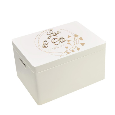 Holzbox Personalisiert zur Hochzeit Wei&szlig; 3D...