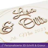 Holzbox Personalisiert zur Hochzeit Wei&szlig; 3D Schriftzug 40x30x23cm Box