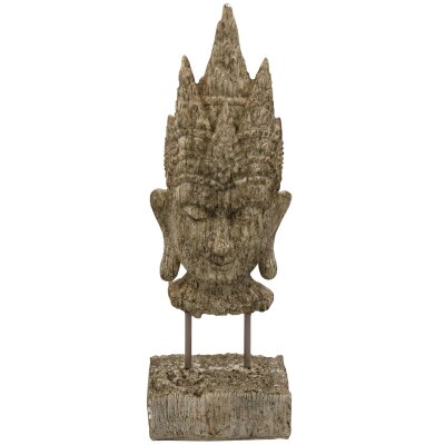 CHICCIE Buddha B&uuml;ste Braun 12x8x38cm - Dekoration Skulptur Figur Dekofigur