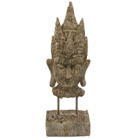 Buddha B&uuml;ste Braun 12x8x38cm Dekoration Skulptur Figur Dekofigur