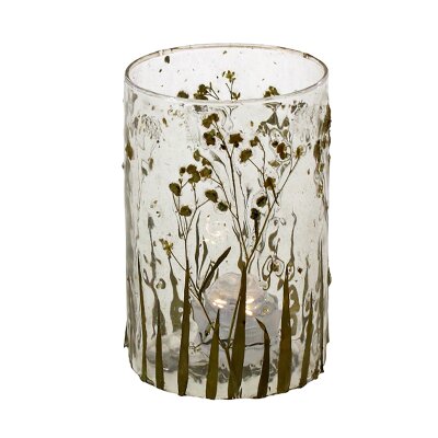 CHICCIE Windlicht Blumenmuster 10cm - Kerzenhalter Kerzenst&auml;nder Teelichthalter