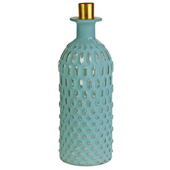 Flasche mit Kerzenhalter blau gold 9x29cm Dekoration Deko