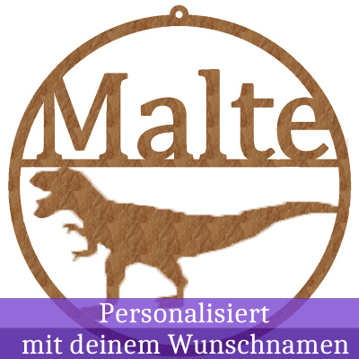 personalisiertes Namensschild 30cm T&uuml;rschild mit Dino Kinderzimmerdeko