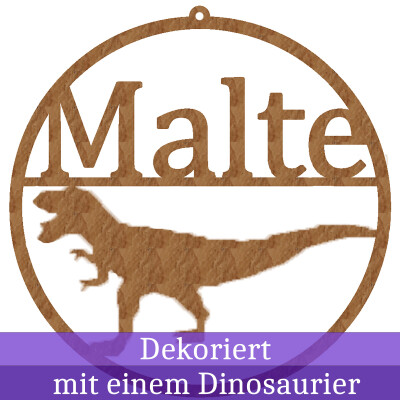 personalisiertes Namensschild 30cm T&uuml;rschild mit Dino Kinderzimmerdeko