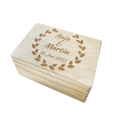 personalisierte Holzbox zur Hochzeit 30x20x14cm natur Erinnerungsbox