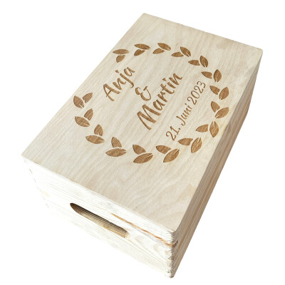 personalisierte Holzbox zur Hochzeit 30x20x14cm natur Erinnerungsbox