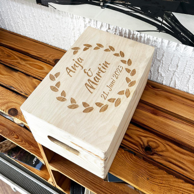 personalisierte Holzbox zur Hochzeit 30x20x14cm natur Erinnerungsbox