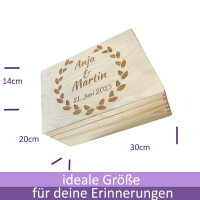 personalisierte Holzbox zur Hochzeit 30x20x14cm natur Erinnerungsbox