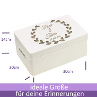 personalisierte Holzbox zur Hochzeit 30x20x14cm wei&szlig; Erinnerungsbox