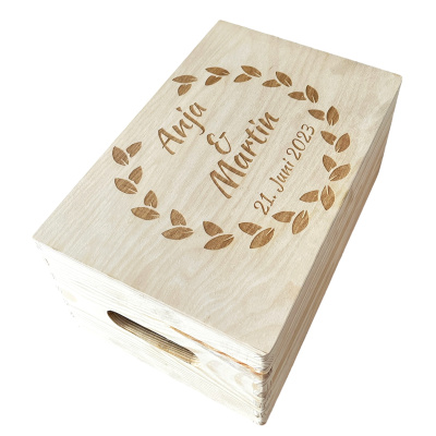 personalisierte Holzbox zur Hochzeit 40x30x14cm natur Erinnerungsbox
