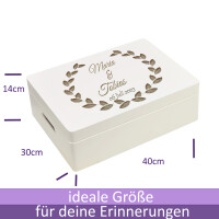 personalisierte Holzbox zur Hochzeit 40x30x14cm wei&szlig; Erinnerungsbox