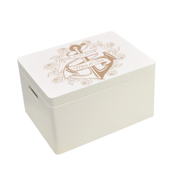 Holzbox zur Hochzeit Personalisiert Anker Rosen...