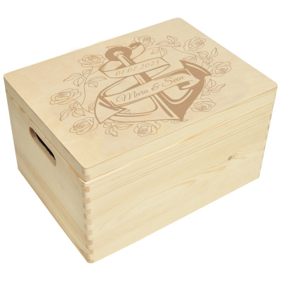 Holzbox zur Hochzeit Personalisiert Anker Rosen...