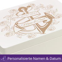 Holzbox zur Hochzeit Personalisiert Anker Rosen Erinnerungsbox Truhe