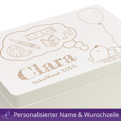 Holzbox Personalisiert zur Einschulung 30x20x14cm Natur Aufbewahrungsbox