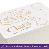 Holzbox Personalisiert zur Einschulung 40x30x23cm Natur Aufbewahrungsbox