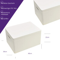 Holzbox Personalisiert zur Einschulung 40x30x23cm Wei&szlig; Aufbewahrungsbox