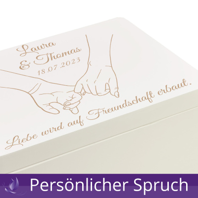 Holzbox Personalisiert zur Hochzeit H&auml;nde Erinnerungsbox Schatztruhe