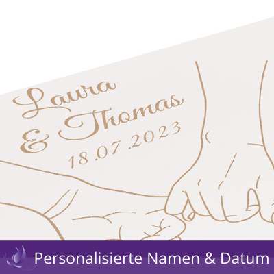Holzbox Personalisiert zur Hochzeit H&auml;nde 40x30x14cm Natur Schatztruhe