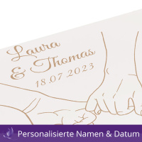 Holzbox Personalisiert zur Hochzeit Hände 40x30x14cm Natur Schatztruhe