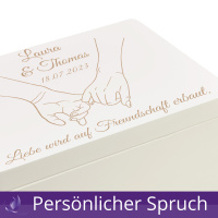 Holzbox Personalisiert zur Hochzeit Hände 40x30x14cm Natur Schatztruhe