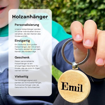 personalisierter Anh&auml;nger aus Holz Eule 4cm Schl&uuml;sselanh&auml;nger Namen