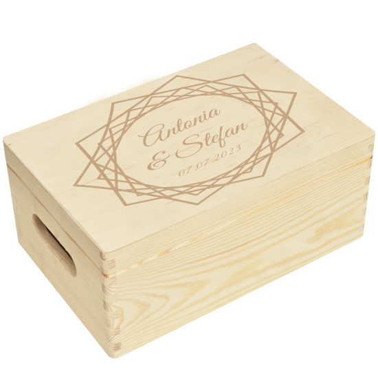 Holzbox zur Hochzeit Personalisiert Kranz Namen Datum...