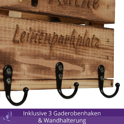 Leinenparkplatz Personalisierte Garderobe f&uuml;r Leinen 22x20x15cm Geflammt