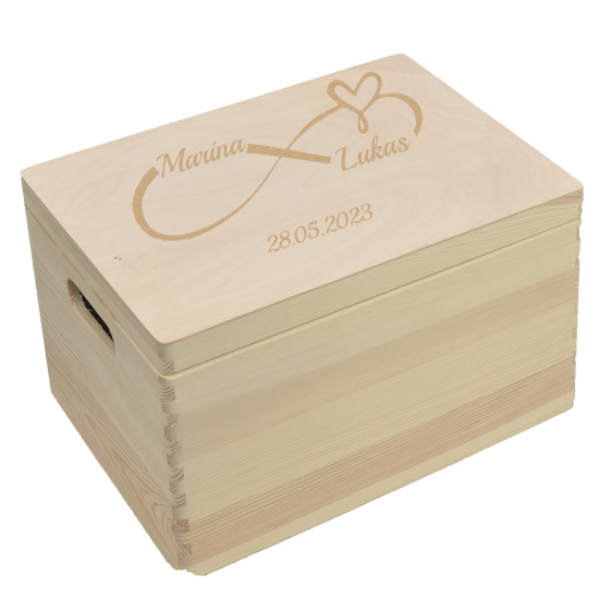personalisierte Holzbox Hochzeit natur 40x30x23cm Hochzeitsgeschenk