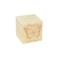 CHICCIE Spardose Personalisiert zur Geburt Schmetterling Name & Datum 10x10cm