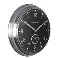 Wanduhr Metall schwarz silber 48cm Metalluhr Uhr Wanddekoration Deko