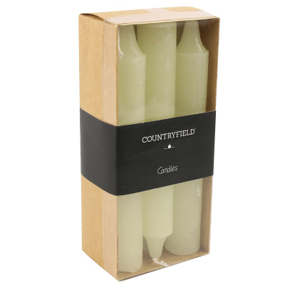 6er Set Kleine dünne Stabkerzen Beige matt 15 x 2 cm Wachs