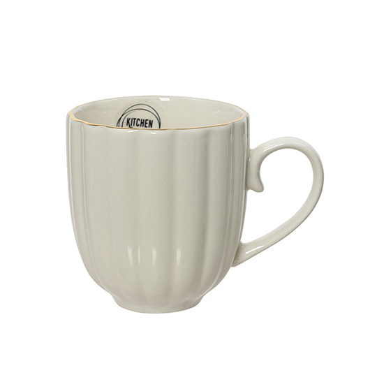 Becher aus Porzellan Weiß mit Goldrand 13x9x10cm Tasse Geschirr Schlicht