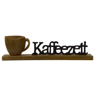 Aufsteller Kaffeezeit Mangoholz natur schwarz 44x12cm Schriftzug