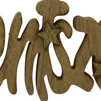 Schriftzug Adventszeit aus Holz natur gold 30x14cm Weihnachtsdeko
